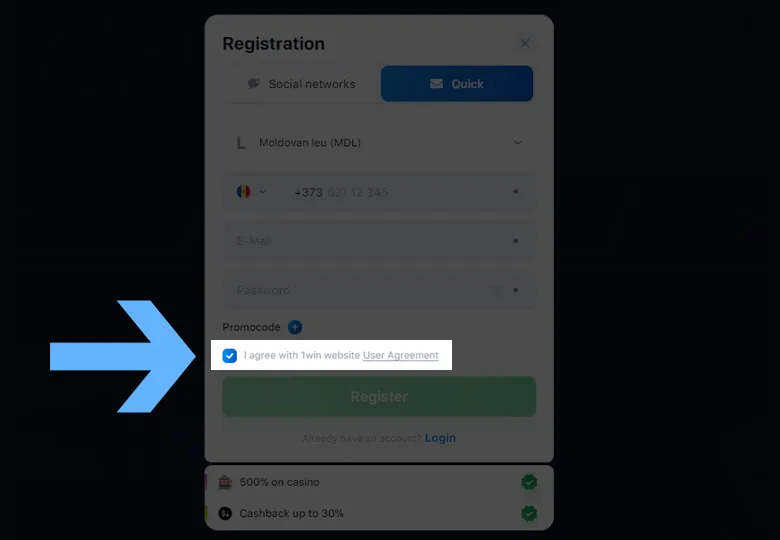 registration 1win moldova step 3
